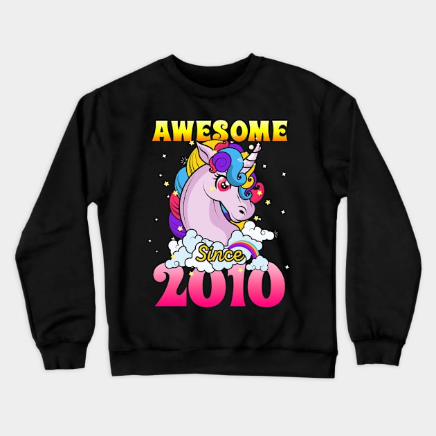 Funny Awesome Unicorn Since 2010 Cute Gift Crewneck Sweatshirt by saugiohoc994